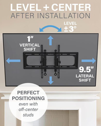SANUS Preferred Extendable Tilt TV Wall Mount for 42 to 90 inch Screens up to 150lbs - 5.7” Extension Provides Max 12 deg Tilt to Reduce Glare - Easy DIY Install w/Included Hardware - SLT4-B1