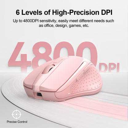 TECKNET Wireless Mouse (BT5.0/3.0 & 2.4G) Rechargeable 4800 DPI Silent USB A & Bluetooth Mouse 6 Buttons, Wide Compatibility - Grey