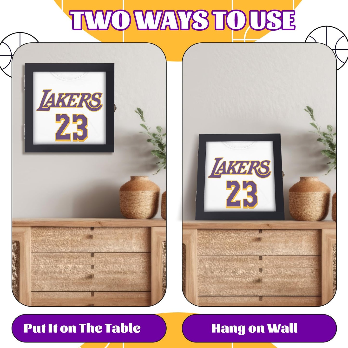 13" x 13" T Shirt Frames for Wall Display, Jersey Frame Display Case with UV Protection Acrylic, Wood Shadow Box Frame Depth of 1", Display Case for T Shirts, Jerseys, Memorabilia
