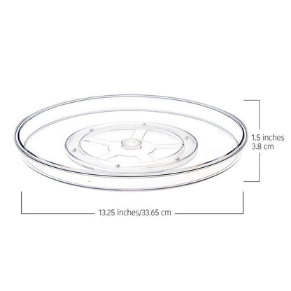 primebox 13.25" Lazy Susan Organizer. 360 Degree Rotating Turntable for Cabinets, Fridge, Pantry, Bathroom, Under Sink Organizing, Countertops, Vanity, Organizer for Spices Clear 4 Pack