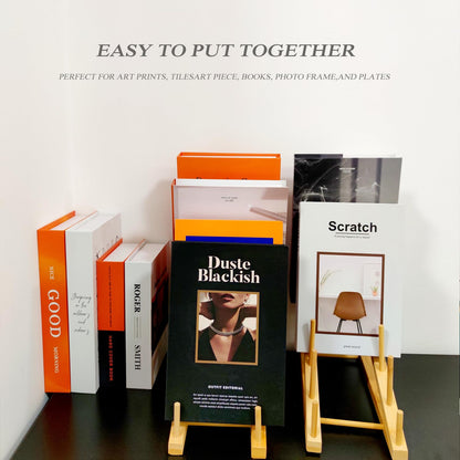 SRYESA 2 Pack Plate Stands For Display,Wooden Plate Holders for Displaying,5-Tier Craft Show Display Stands For Tabletop Book, Artwork, Photo, Puzzle, Magazine and Platter