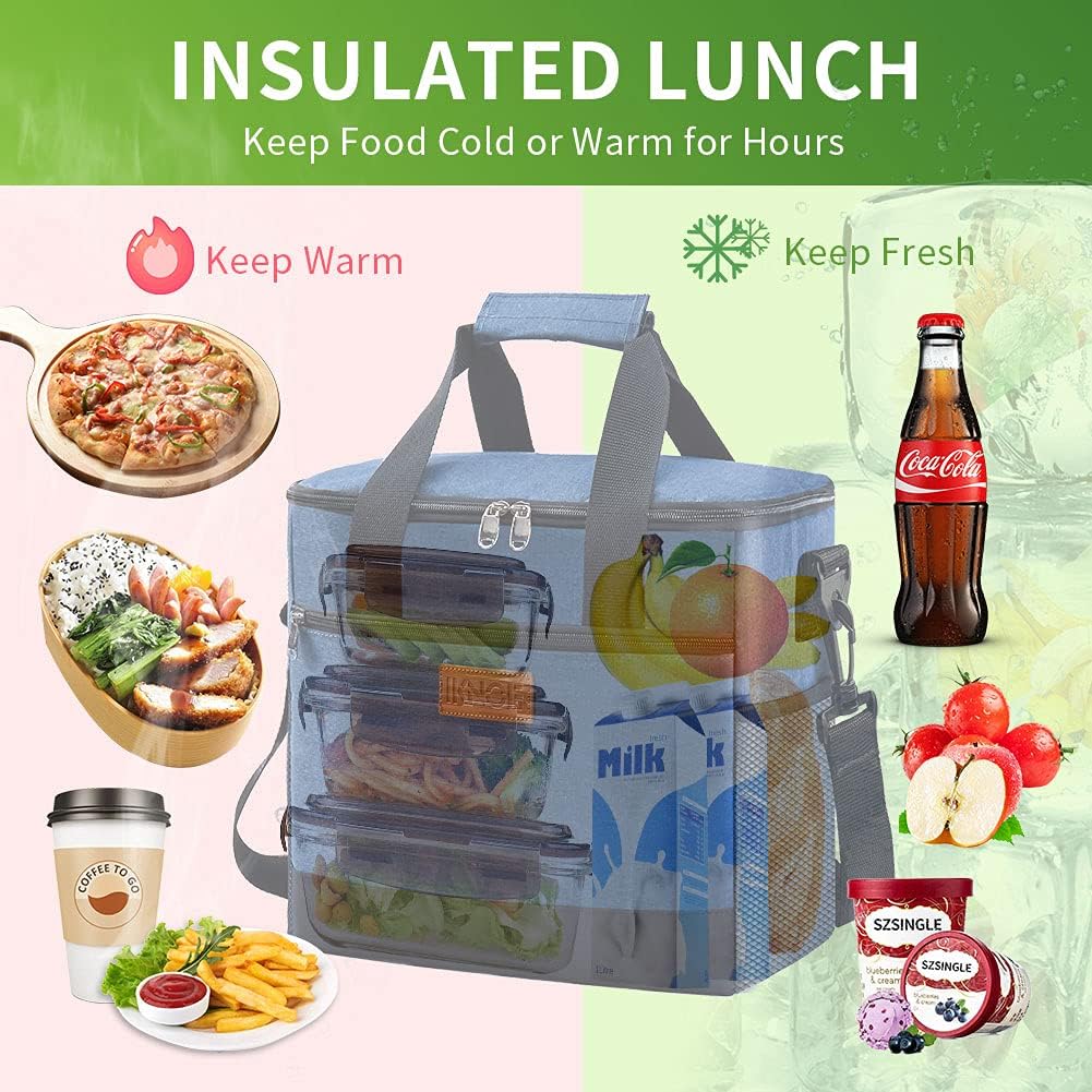 24 Iknoe Large Cooler Bag Collapsible Can Insulated Bags Leakproof Lunch Cooler Tote with Multi-Pockets for Adult