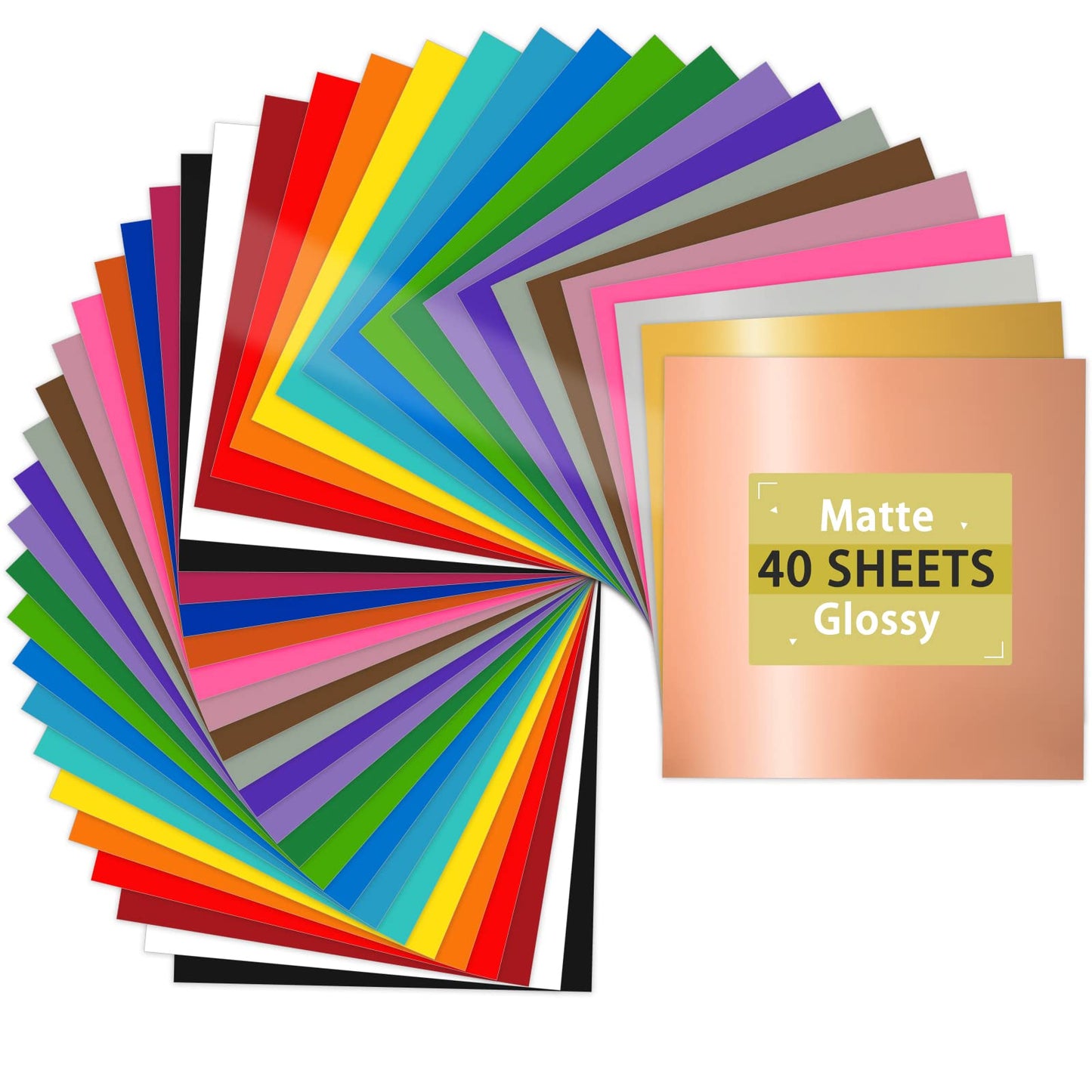 Lya Vinyl Permanent Vinyl - 40Pack (20 Glossy & 20 Matte) Outdoor Permanent Vinyl Sheets Bundle - Self Adhesive Sheets for Party Decoration, Sticker, DIY Mug, Home Decal