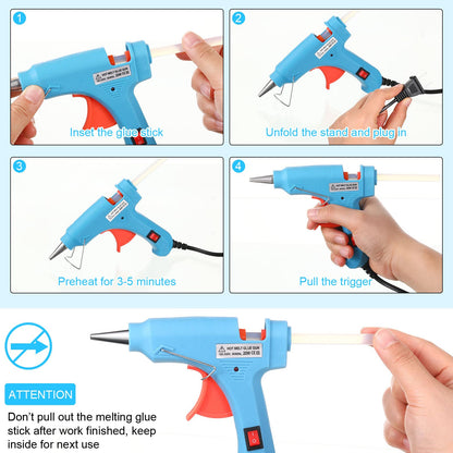 Zhengmy 6 Pieces Mini Hot Glue Gun Crafts Hot Melt Guns Fast Preheating and Easy Squeeze Trigger for School DIY Arts Class Projects Office Home Quick Repairs (Multicolored)
