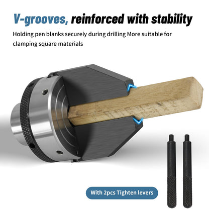 Dedicated 2-Inch 2-Jaw Pen Drilling Lathe Chuck, 1" X 8TPI Direct Thread Blank Chuck for Woodturning