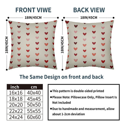 Valentines Pillow Covers 18x18 Set of 2 Valentine's Day Red Pink Love Heart Stripe Decorative Outdoor Throw Pillows Farmhouse Holiday Valentine Decor Pillowcases Cushion Cases for Sofa Couch Bed