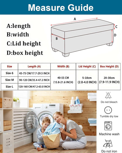 CRFATOP Jacquard Rectangle Ottoman Stool Cover Stretch Folding Storage Footstool Bench Slipcovers Upholstered Foot