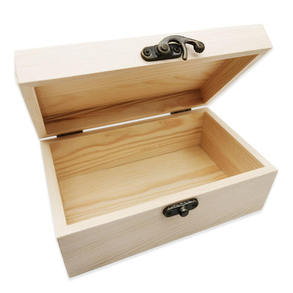Unpainted Pine Wood Plain Box (1 piece): Small DIY Handcraft Storage Box (with hinged lid, 6.69×3.94×2.76inch)