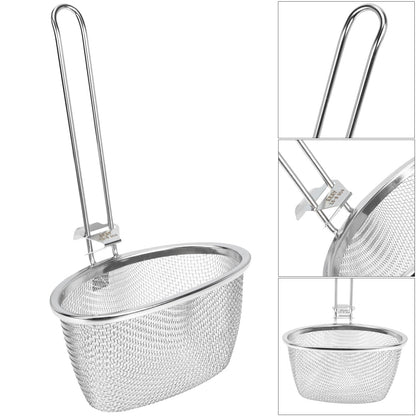 Hemoton Stainless Steel Hot Pot Strainer Spoon 9.64X5.51 Inch Fine Mesh Slotted Spoon with Hanging Handle for Kitchen Cooking and Frying Noodles