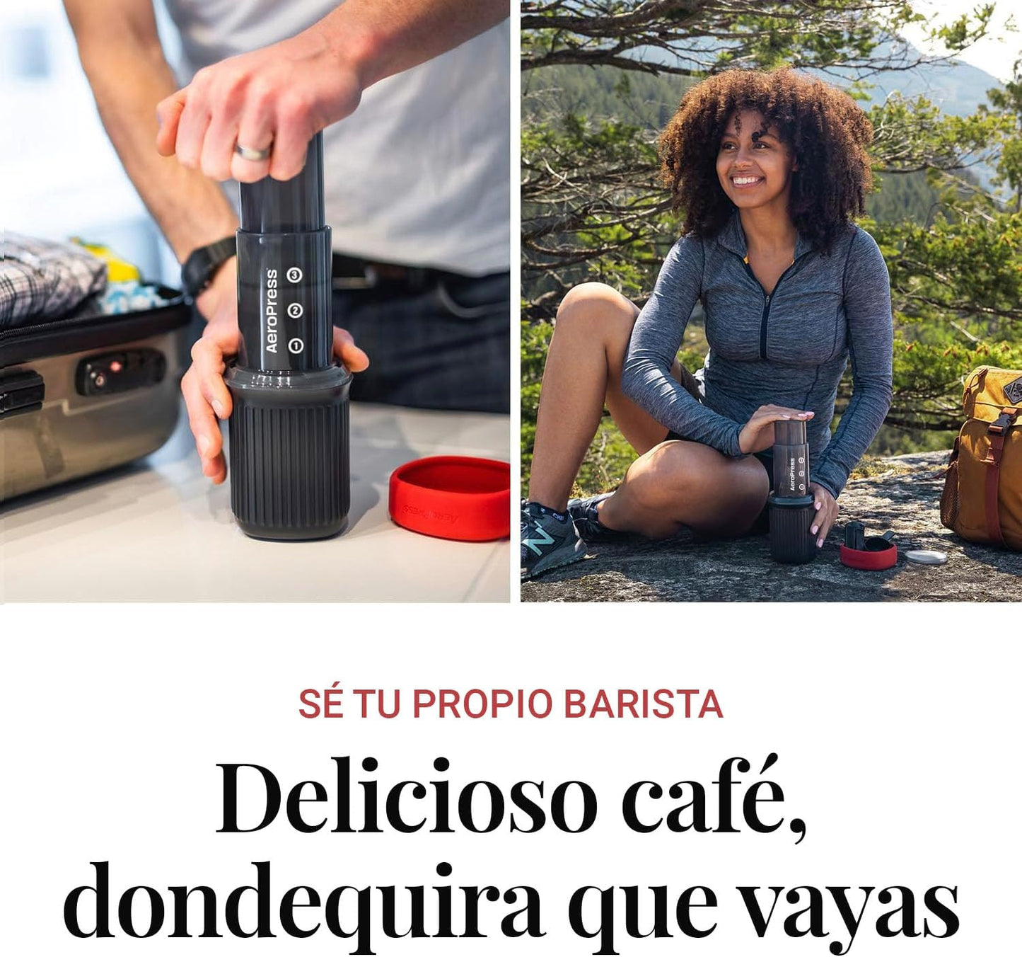 2 AeroPress Go, Extra Small Portable Coffee Maker Kit, Travel, Hiking & Camping, All-in-One French Press, Pour-Over