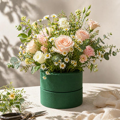 6 Pack Floral Foam Blocks Round 6.5 Inch, Green Flower Foam for Fresh and Artificial Flowers, Wet Dry Foam for Floral Arrangements, DIY Flower Supplies