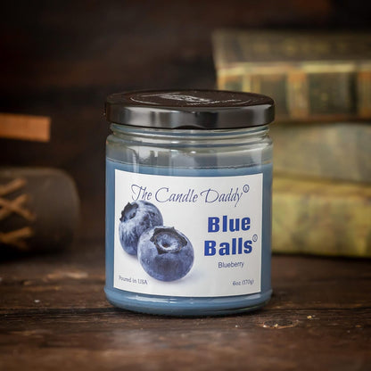 Two Blue Balls - Blueberry Scented 6 Ounce Jar Candle with 40 Hour Burn