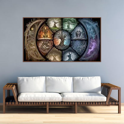 BOHADIY DIY 5D Diamond Painting Kits for Adults Diamond Art Large Size Tree of Life Abstract Tree Landscape Full Drill Crystal Rhinestone Embroidery Craft Kits for Home Wall Decor, 27.5X15.7 Inch