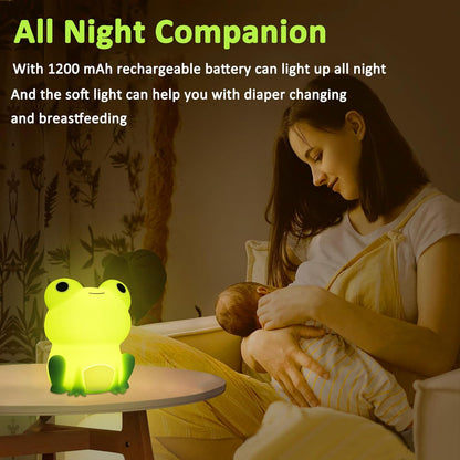 OkiyiD Frog Night Light - Rechargeable Dimmable Bedside Lamp with Touch Control | Portable Kids Gift