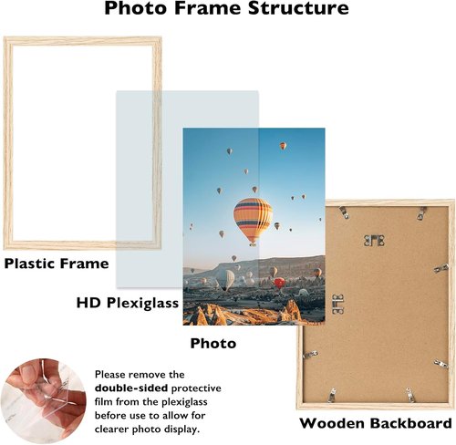 JCJMY 11x14 Picture Frame - Versatile Wall Mounting for Horizontal or Vertical Display | Natural Finish with Shatter-Resistant Plexiglass