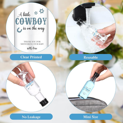 Funnymoom 50 Sets 1.7oz/50ml Cowboy Baby Shower Favors for Guests Mini Liquor Bottles and Thank You Cards Funnels Empty