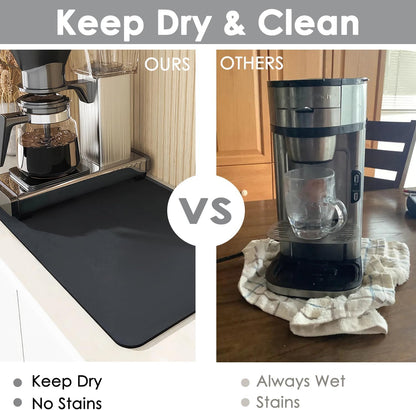 QPIX DIGITAL Coffee Mat for Countertop - 19"x12" Super Absorbent Dish Drying Mat for Kitchen