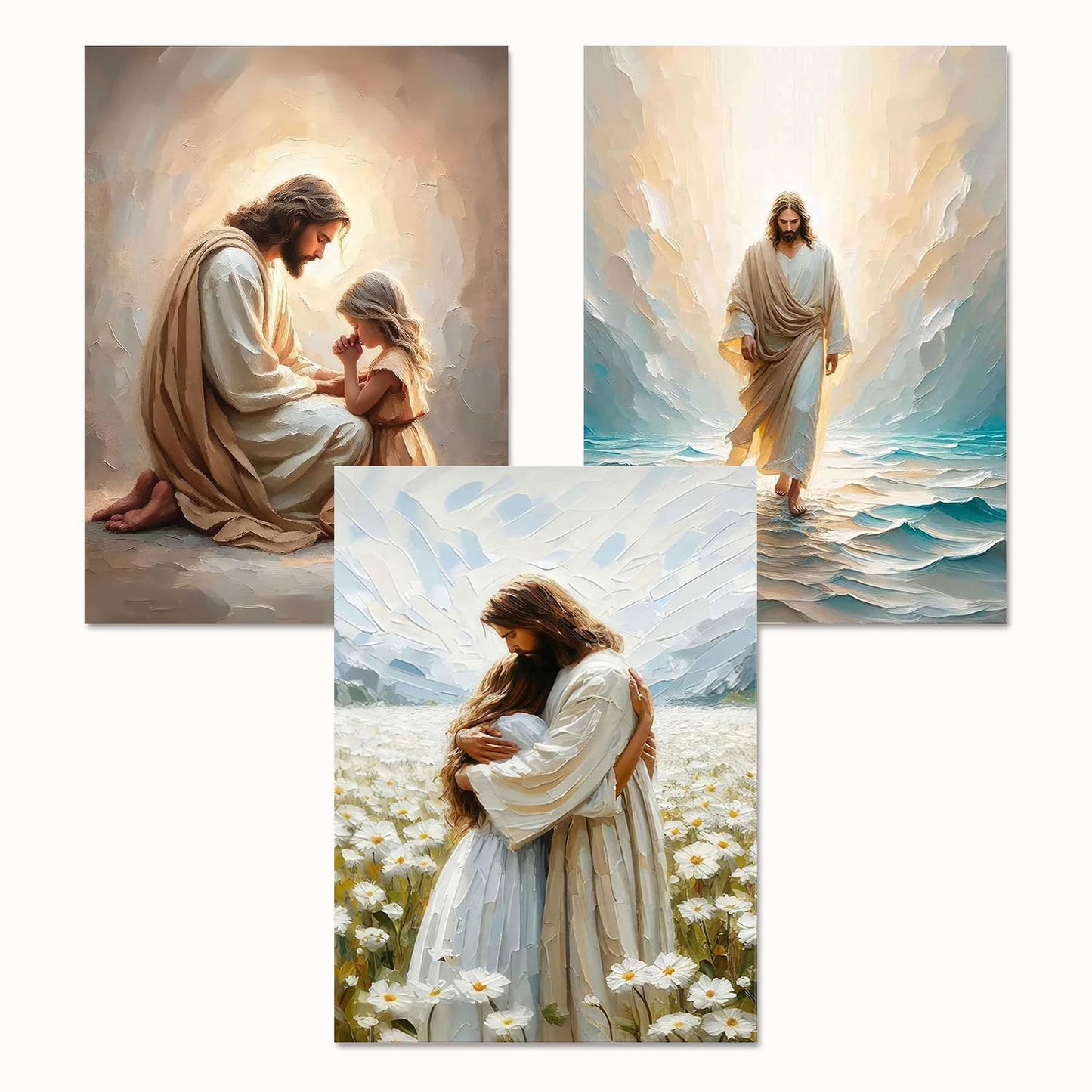 Paint by Numbers for Adults and Kids Beginner 3 Pack Christian Jesus Painting by Number Kits On Canvas Number Artist Paint by Number Kit DIY Oil Painting Acrylic Paints, Home Wall Decor(Frameworkless)