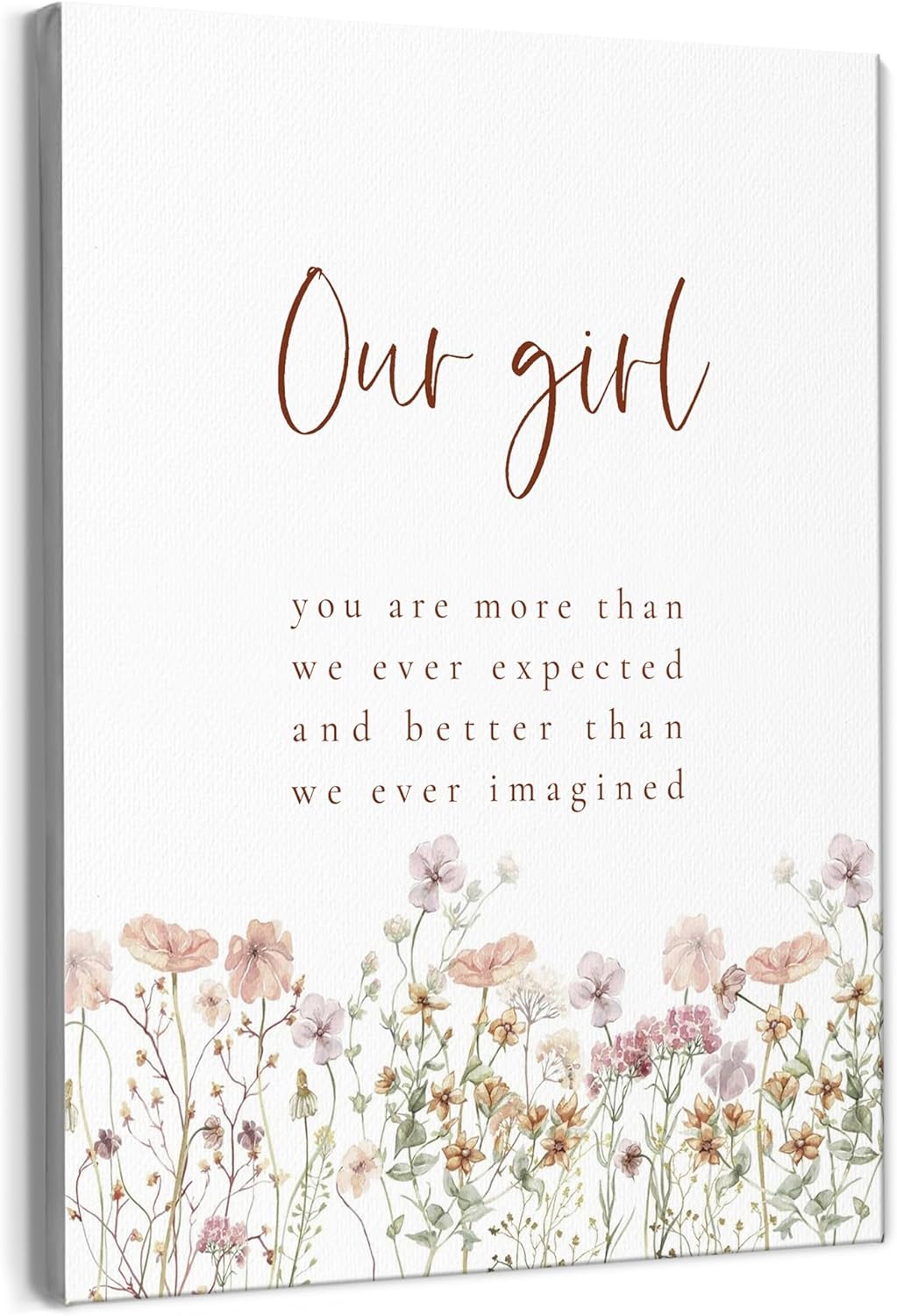 11x14 Inches BearCake Little Girls Room Wall Decor - Our Girl You are More Than We Ever Expected Canvas Wall Art, Boho