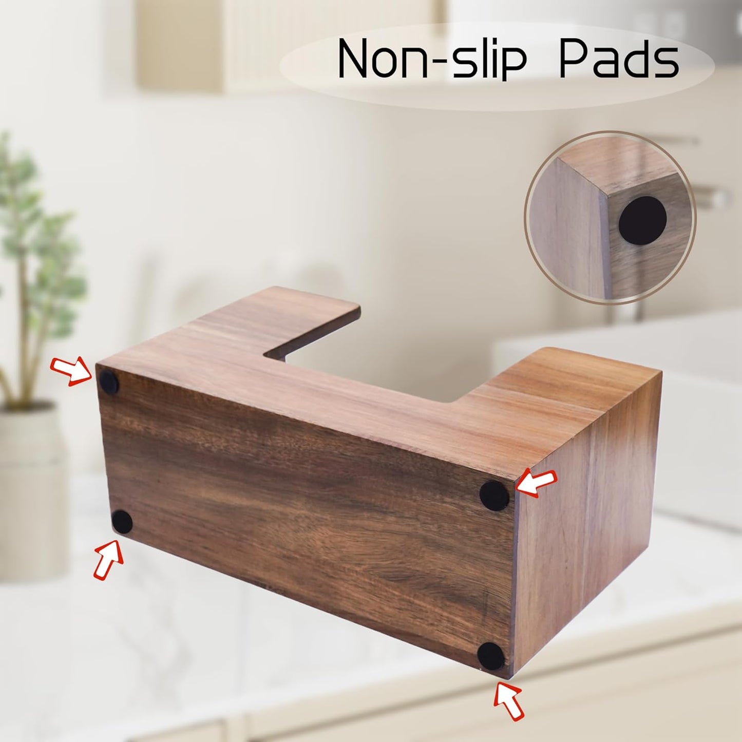 Acacia Wood Paper Towel Dispenser, Wooden Napkin Holder, Paper Towel Holder for Bathroom, Kithchen, and Office