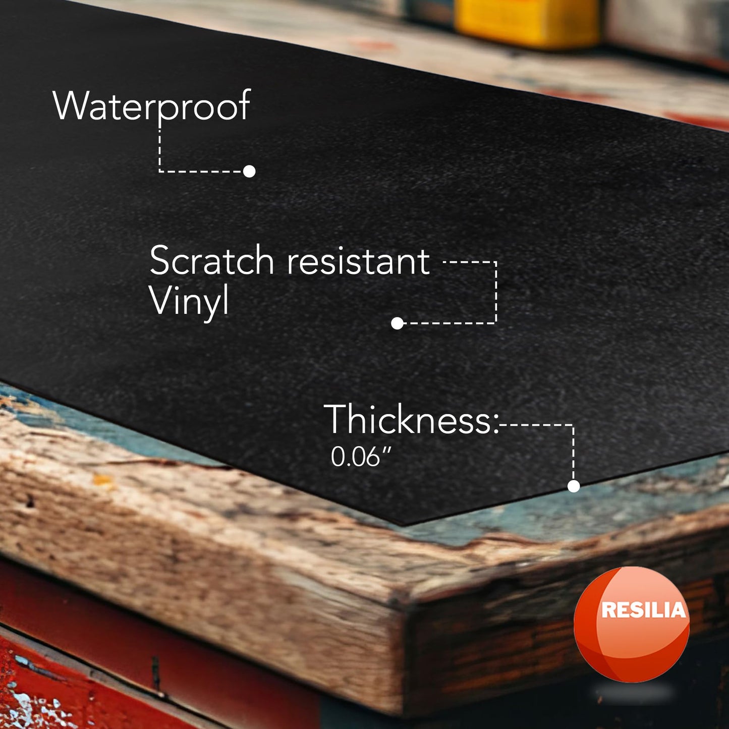 RESILIA Work Bench Mat - 23.5" X 71.5" X 0.06" Scratch-Resistant PVC Mats - Protect Your Workbench, Table, or Tool Station from Painting, Woodworking, Crafting, Building, & More, Black, Made in USA