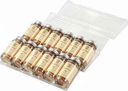 4 Tier(4 Packs), 11" 22" Acrylic Spice Drawer Organizer Expandable from to Seasoning Organizer Tray for Kitchen - Clear