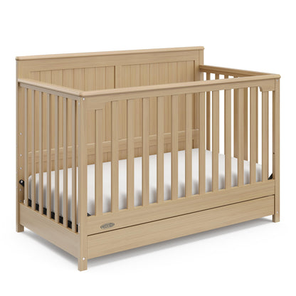 Graco Hadley 5-in-1 Convertible Crib with Drawer – GREENGUARD Gold Certified, Fits Standard Crib Mattress, Converts to Toddler Bed, Daybed and Full Bed, 4 Adjustable Mattress Heights (Driftwood)