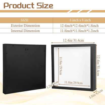 Meyeyaia 4 Pack Shadow Box Frames, 12 x 12 Inches Square Artificial Board Shadow Boxes Display Case, Black 3D Picture Frames for Photos, Dried Flowers, Wall Mounted Handicraft Photo Frame