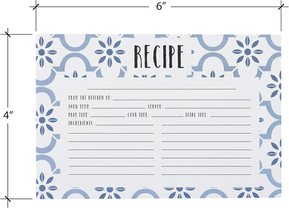 C.R. Gibson Q12-24018 Double Sided Recipe Cards, 40pcs, 4'' W x 6'' L, True Blue