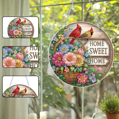 SULUNMO Diamond Art Hanging Kit, Diamonds Art Painting Pendant for Adults, DIY Gem Painting Board Kit for Window Door(Sweet Family-1)