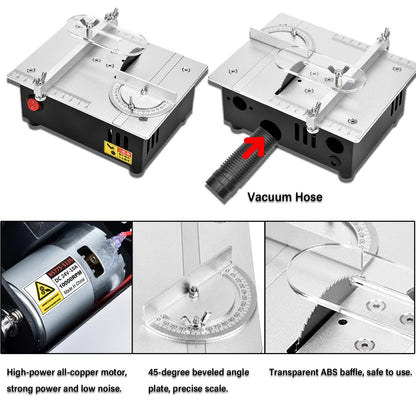 Precision Mini Electric Table Saw, DIY Hobby Handmade Woodworking Bench Cutting Machine Adjustable Cut Depth Small Desktop Saw for Miniature Wood Craft (Regular style)