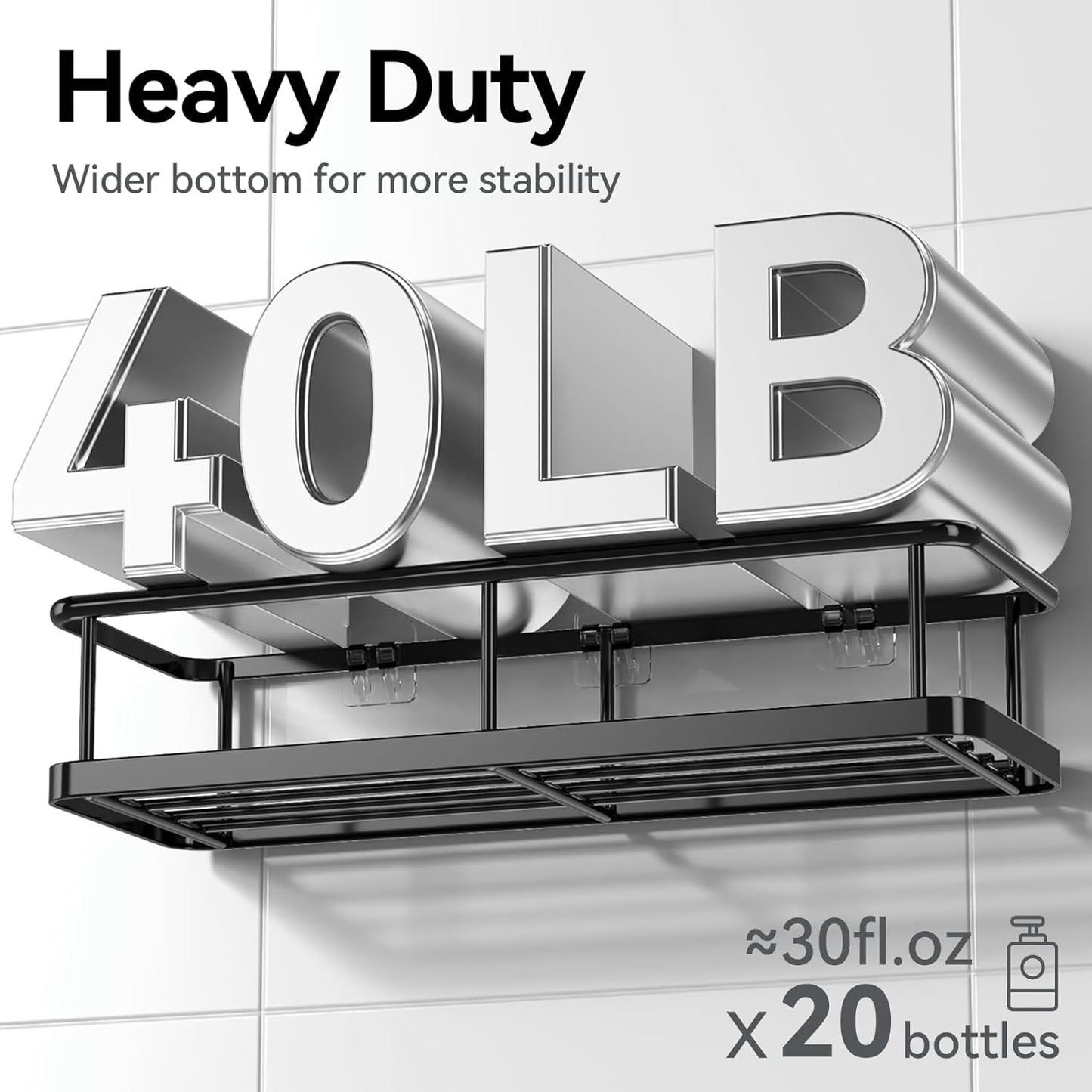 YASONIC Shower Caddy | Rustproof Adhesive Shelves for Easy Bathroom Organization | 6-Pack XXL Size