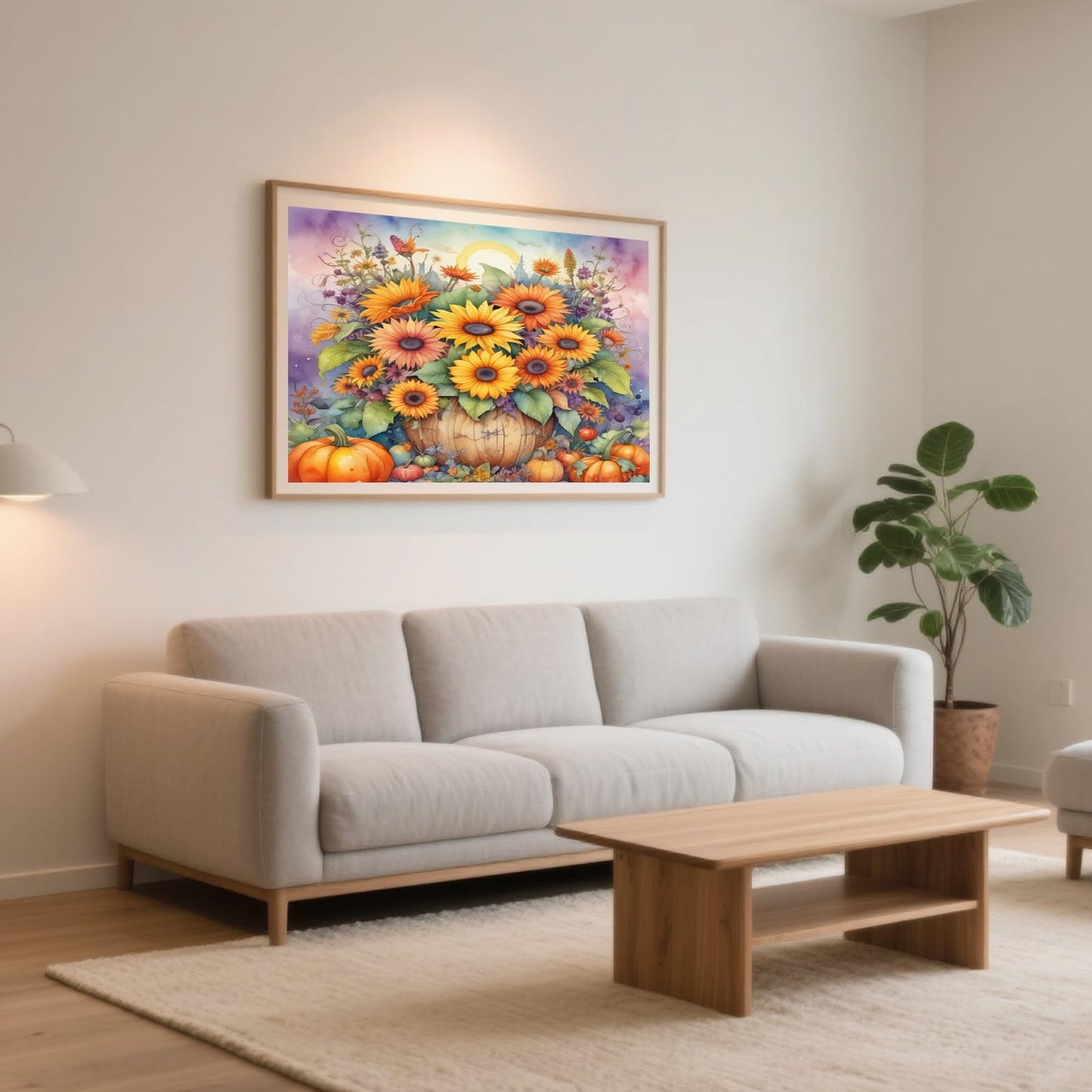 Lvmuu Full Round Diamond Painting Kits for Adults, 5D DIY Autumn Sunflowers Pumpkins Harvest Diamonds Art Sets for New Beginner Paint By Numbers Home Wall Decoration 12x16in