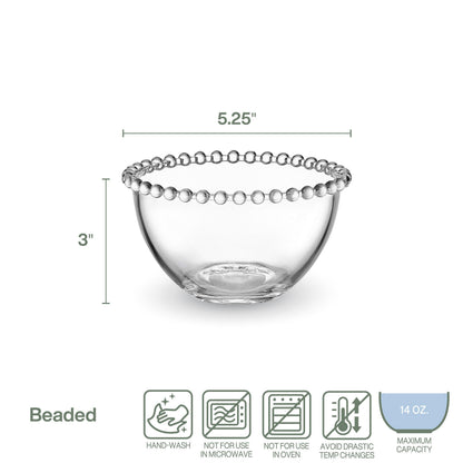 Fitz and Floyd Beaded Glass Prep, Dip, Dessert, Fruit, Candy Bowls, Set of 4, 5.25 inch