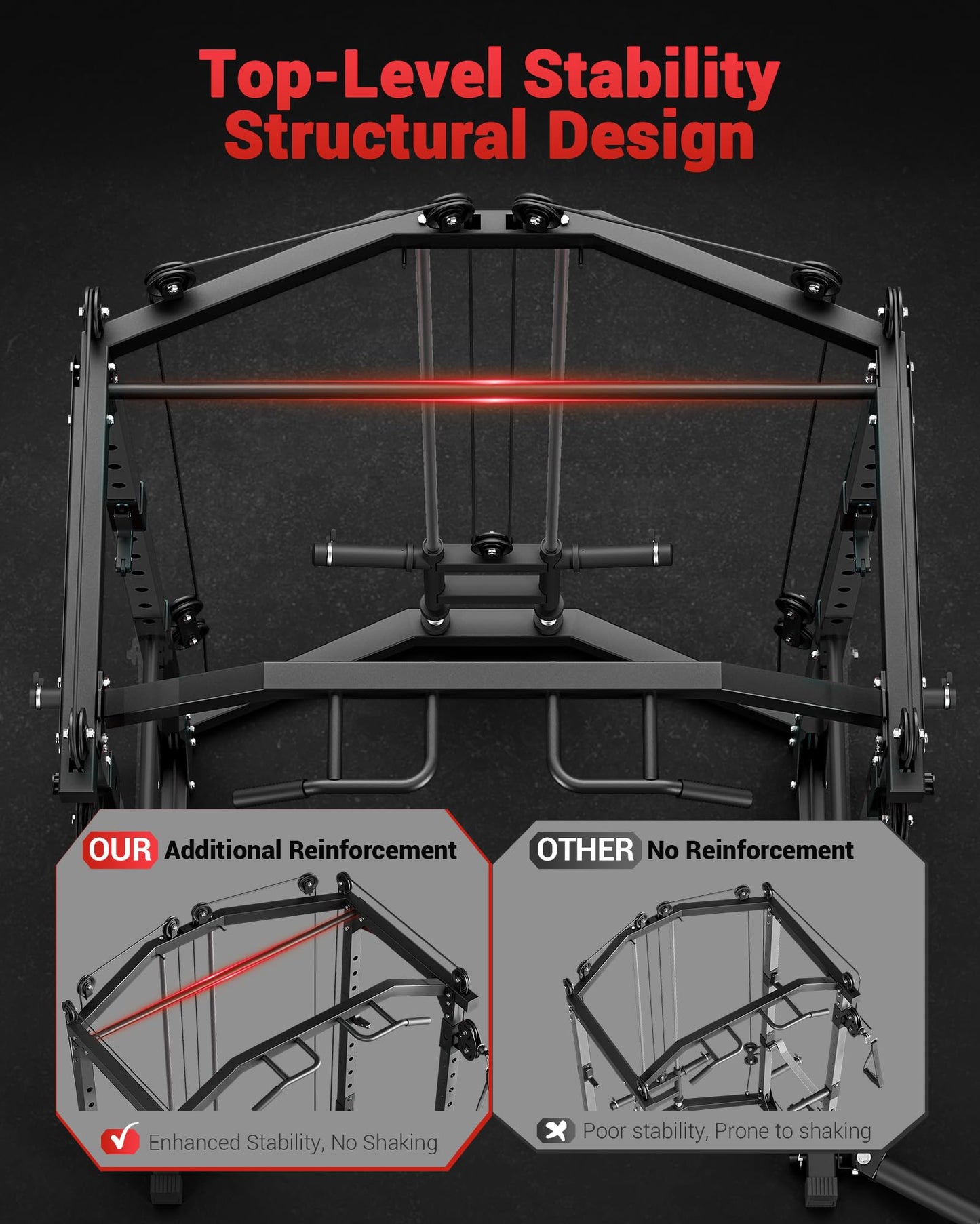 GarveeLife Power Cage, Multi-Functional Power Racks for Home Gym with Cable Crossover System, 1600 LBS Weight Capacity Fitness Squat Rack for Strength Workout with Training Attachment, Black