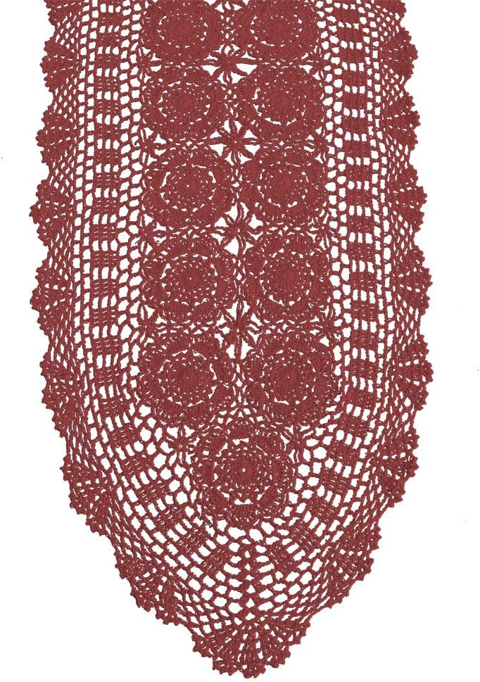14x36 inch KEPSWET Cotton Handmade Crochet Lace Oval Table Runner Christmas Dresser Console Coffee Table TV Stand Decor