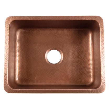 Sinkology Orwell 23-Inch Handcrafted Copper Undermount Kitchen Sink - Single Bowl Deep Sink with Sound Dampening, Complete Kit with Bottom Grid, Dual Drains and CareIQ, Fits 26-Inch Cabinet