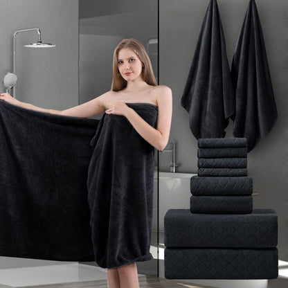 8-Piece Set,2 Sheet,2 4 600 Set,Highly Black Bath Towels Oversized Large Bath Towels Hand Towels and Washcloths - GSM