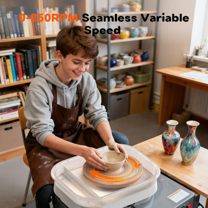 Alldeer Pottery Wheel for Adults, Kids, Teens, Beginner, Professional - 7" Turnable Eletric Clay Spinner with Adjustable Speed & Removable Tray, Ceramic Home Kit, DIY Set Gift for Artists & Hobbyists