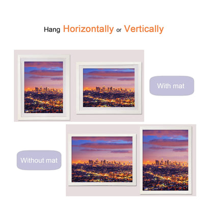 LIPHISFUN Diamond Painting Frame 30x40cm Diamond Art Frames Display Picture 12x16 without Mat or 10x14 with Mat 2 Pack,Natural Solid Wooden,Protection Glass,Back Mat,Hanging Kit for Wall Decor-White