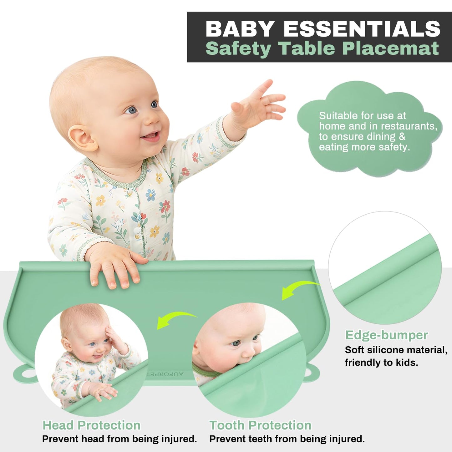Large Silicone Suction Table Mat, 17" x 12" Thick Placemat with Edge-Bumper, Raised Edge Leakproof, Non-Slip for Kids Toddler Baby Essentials Dinning, Restaurant Eating, Plates, Art, Craft & Painting