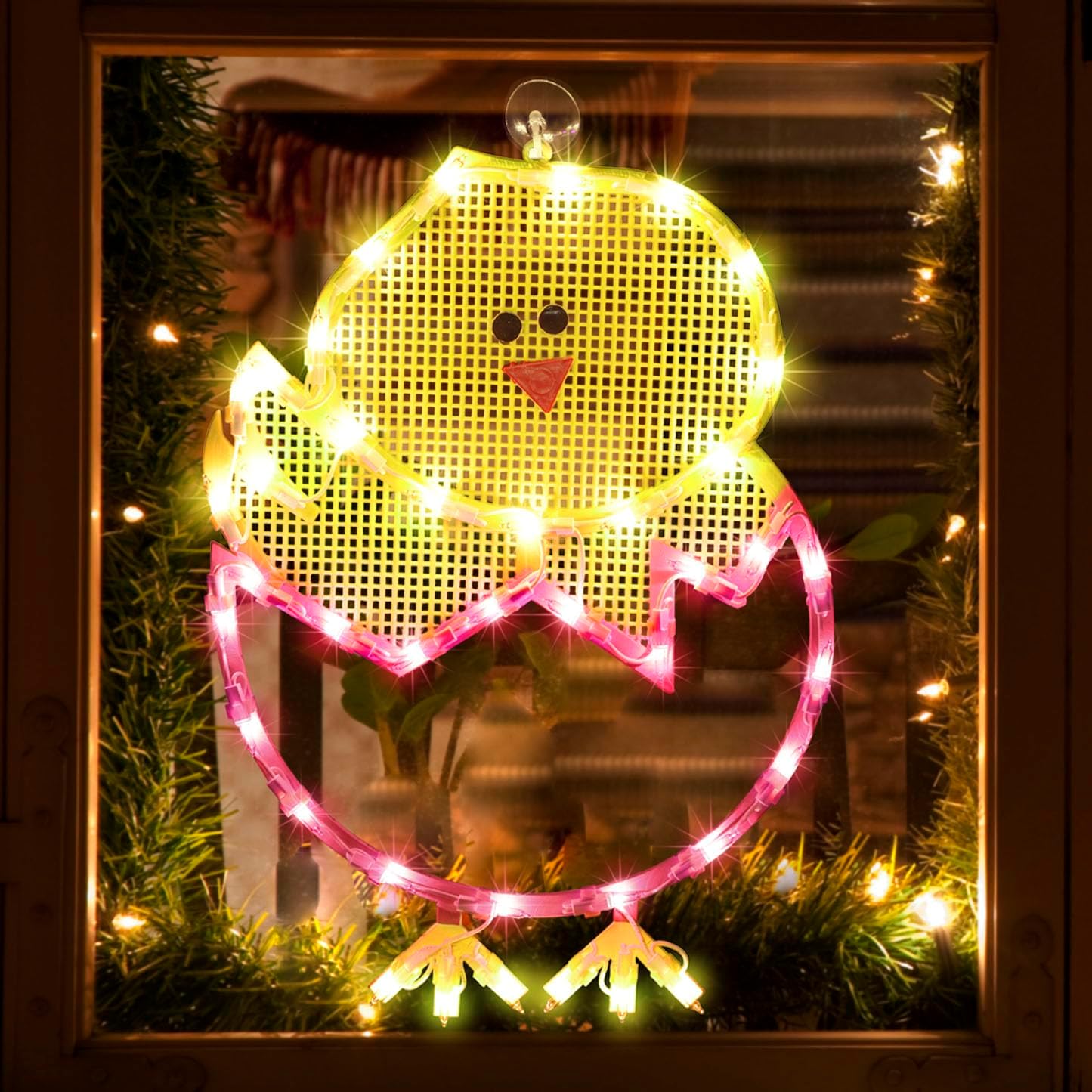 17" LAMPHOME Lighted Hatching Baby Chick in Egg Easter Window Silhouette
