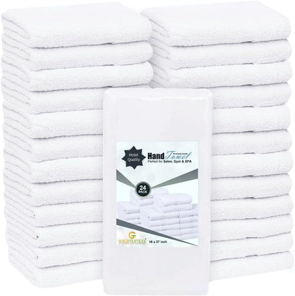 24 (2 Dozen) 16x27 Inch Pcs White Cotton Blend Economy Hand Towels Salon/Gym/Hotel Super use Absorbent Best