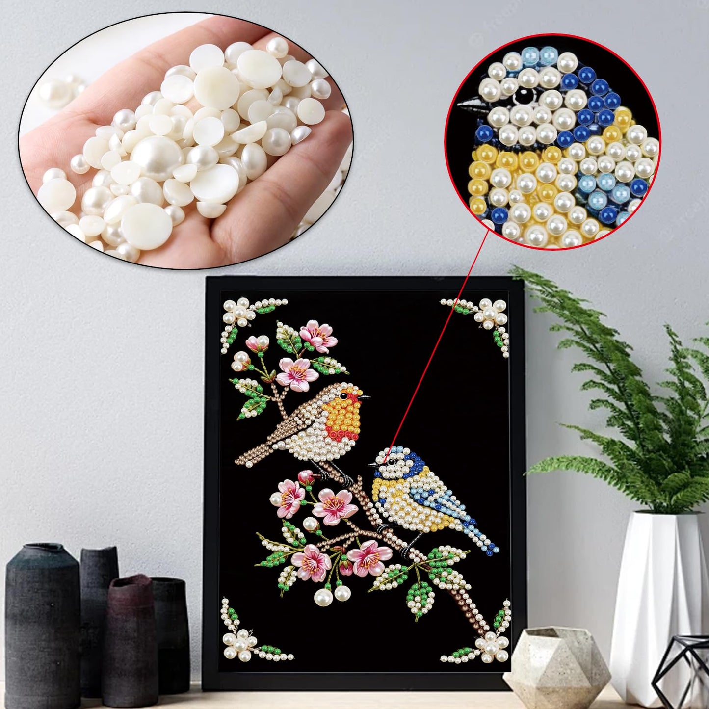 WSLWXSHM Pearl Diamond Painting Kits for Adults Bird, 5D Special Shape Diamond Art Kits for Beginners, Crystal Rhinestones Diamond Painting for Home Wall Decoration Gift 12×16inch/30×40cm Animal