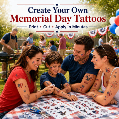 15 Sheets Printable Temporary Tattoo Paper for Inkjet Printer - 8.5 x 11 in DIY Custom Design Transfer Sheets with Vibrant Color Prints for Mother's Day, Kids & Adults