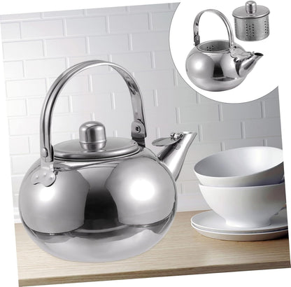 1pc Metal Tea Kettle with Infuser, Stainless Steel Pot Filter Screen for Coffee