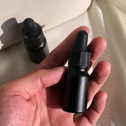 seafulee 10ml Black Coated Glass Bottle with Glass Eye Dropper, 1/3 oz Capacity,UV Safe Bottles for Essential Oils and Aromatherapy Travel Bottle Container(Pack of 12)