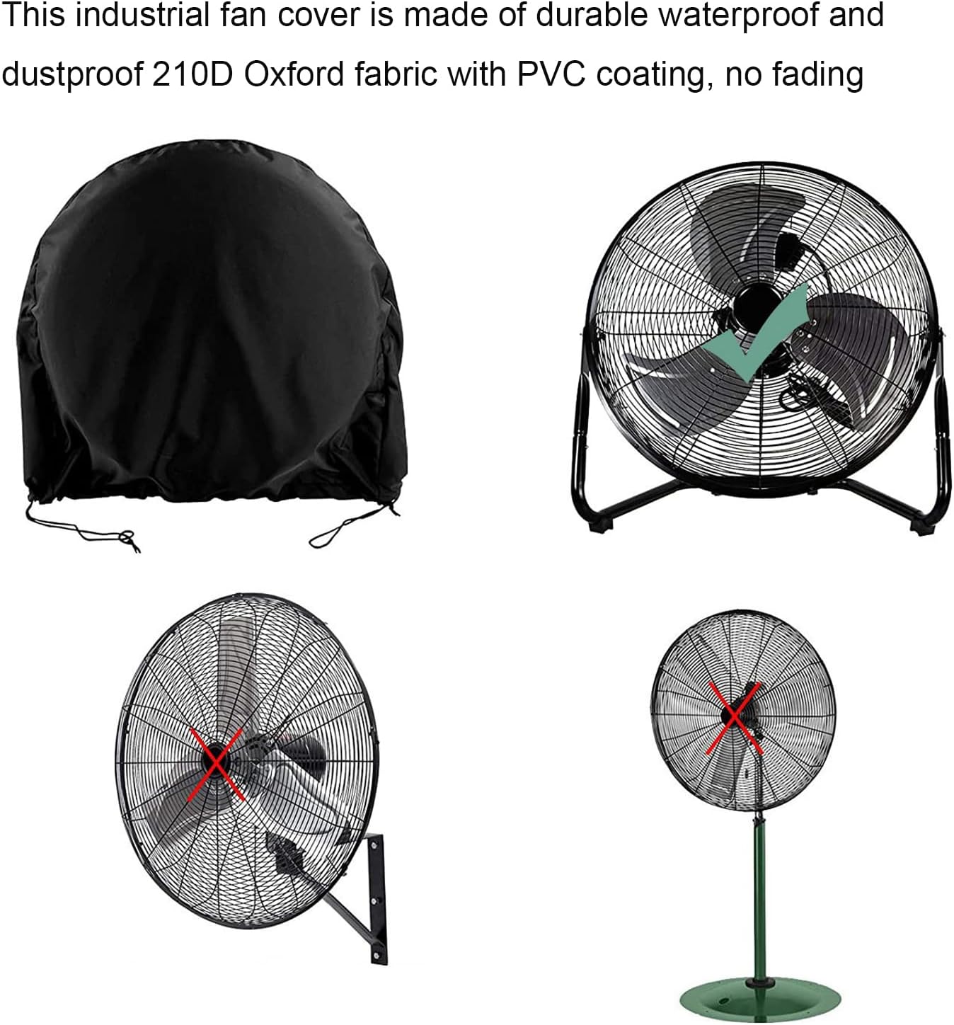 Waterproof & Dustproof Industrial Floor Fan Cover for Most 18" 20" High Velocity Electric Shop and Home Fans