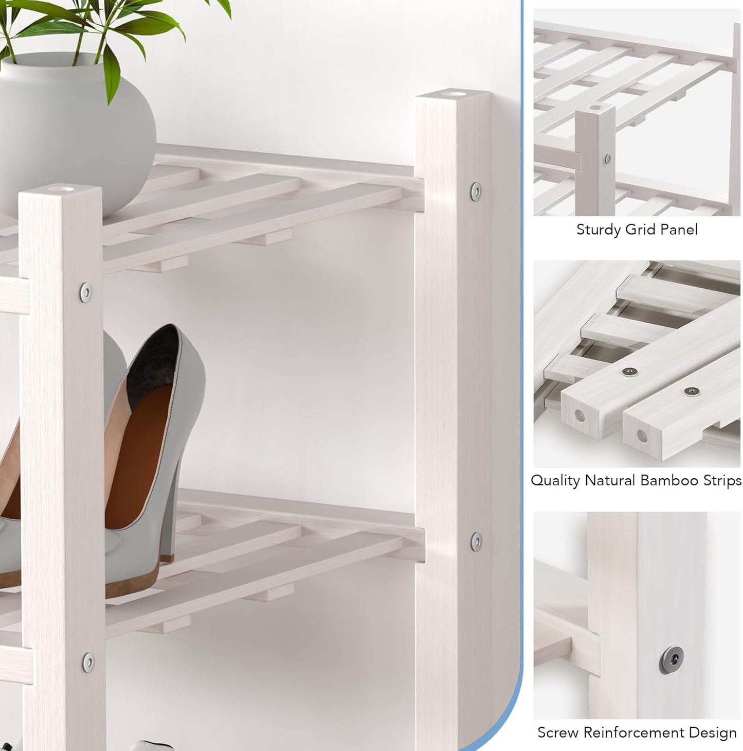 6 Closet,Hallway,Entryway,Small 18"x11"x34" Haddockway Small Tier Bamboo Shoe Rack Storage Organizer,Multifunctional