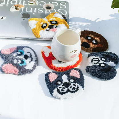 Avtytsda 6PCS Punch Needle Coaster Kit,Easy Punch Needle DIY Embroidery Set with Tools, Yarns, Hoop, Instructions Easy for Beginners, Kids, Adults, Handmade Gift and Decoration (Cute Dog)